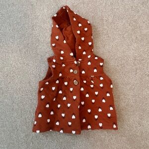 Carter’s Baby Girl Orange zip up hooded vest with hearts